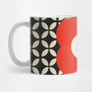 Retro Flower, Geo Pattern Red, Yellow, Black and Cream Mug